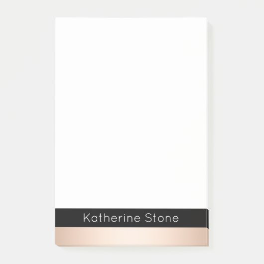 Elegant modern chick roos goud zwart gestreept post-it® notes (Voorkant)