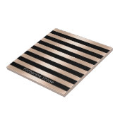 Elegant modern chick roos goud zwart gestreept tegeltje (Zijkant)