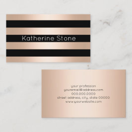 Elegant modern chick roos goud zwart gestreept visitekaartje