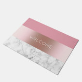 Elegant modern chick roos gouden roze marmer deurmat (Schuin)