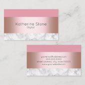 Elegant modern chick roos gouden roze marmer visitekaartje (Voorkant / Achterkant)