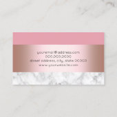 Elegant modern chick roos gouden roze marmer visitekaartje (Achterkant)