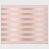 Elegant modern chick roos gouden roze strippen cadeaupapier (Vlak)