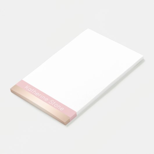 Elegant modern chick roos gouden roze strippen post-it® notes (Schuin)