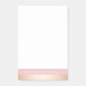 Elegant modern chick roos gouden roze strippen post-it® notes (Voorkant)