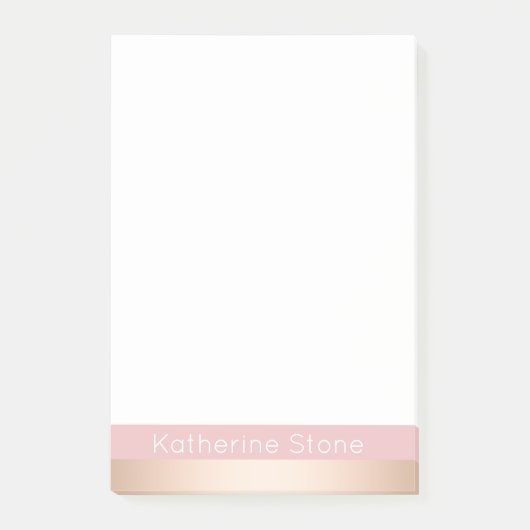Elegant modern chick roos gouden roze strippen post-it® notes (Voorkant)
