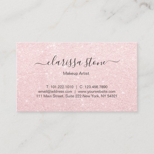 Elegant modern chick roos goudglitter zweeft visitekaartje (Achterkant)