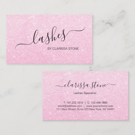 Elegant modern chick roos goudglitter zweeft visitekaartje (Voorkant / Achterkant)