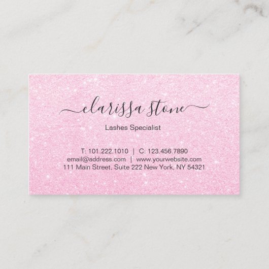 Elegant modern chick roos goudglitter zweeft visitekaartje (Achterkant)