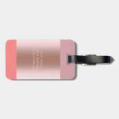 Elegant modern chick roos goudroze koraal gestript bagagelabel (Achterkant horizontaal)