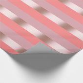 Elegant modern chick roos goudroze koraal gestript cadeaupapier (Hoek)