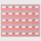 Elegant modern chick roos goudroze koraal gestript cadeaupapier (Vlak)