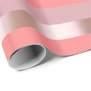 Elegant modern chick roos goudroze koraal gestript cadeaupapier
