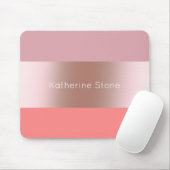 Elegant modern chick roos goudroze koraal gestript muismat (Met muis)