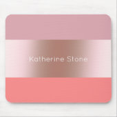 Elegant modern chick roos goudroze koraal gestript muismat (Voorkant)