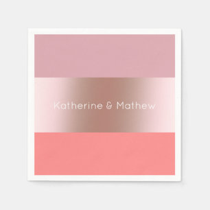 Elegant modern chick roos goudroze koraal gestript servet