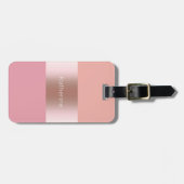 Elegant modern chick roos goudroze sinaasappel bagagelabel (Voorkant horizontaal)