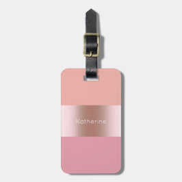 Elegant modern chick roos goudroze sinaasappel bagagelabel