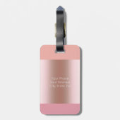Elegant modern chick roos goudroze sinaasappel bagagelabel (Achterkant verticaal)