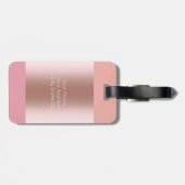 Elegant modern chick roos goudroze sinaasappel bagagelabel (Achterkant horizontaal)