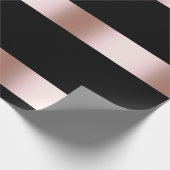 Elegant modern chick rose gold & black strip cadeaupapier (Hoek)