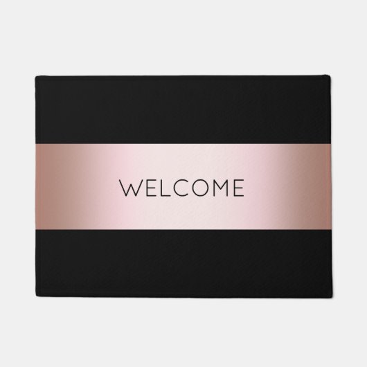 Elegant modern chick rose gold & black strip deurmat (Voorkant)