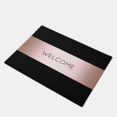 Elegant modern chick rose gold & black strip deurmat (Schuin)
