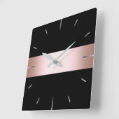 Elegant modern chick rose gold & black strip vierkante klok (Hoek)