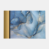Elegant Modern Chique Blauw en Goud Marmeren Patro Deurmat (Voorkant)