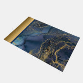 Elegant Modern Chique Blauw en Goud Marmeren Patro Deurmat (Schuin)