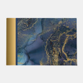 Elegant Modern Chique Blauw en Goud Marmeren Patro Deurmat (Voorkant)