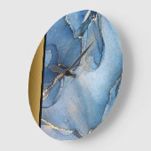 Elegant Modern Chique Blauw Goud Marmeren Patroon Grote Klok (Hoek)