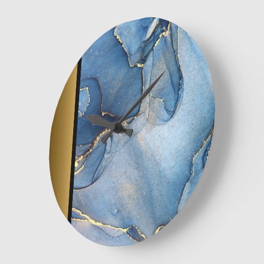 Elegant Modern Chique Blauw Goud Marmeren Patroon Grote Klok (Hoek)