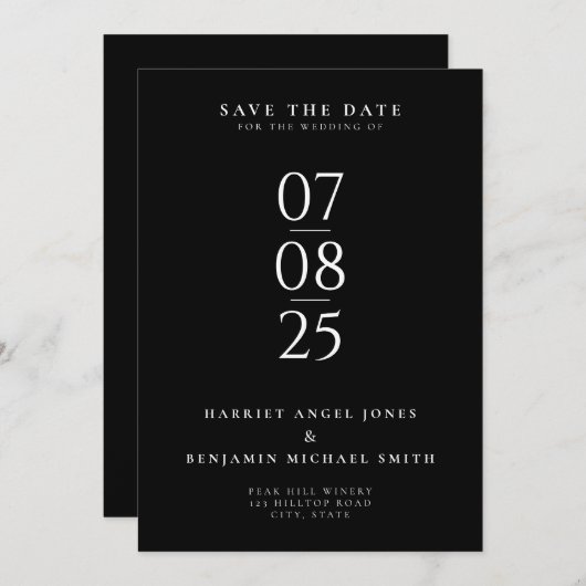 Elegant Modern Chique Bruiloft Save the Date (Voorkant / Achterkant)