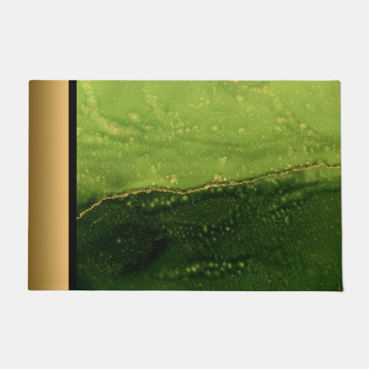 Elegant Modern Chique Groen en Goud Marmeren Patro Deurmat (Voorkant)