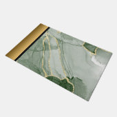 Elegant Modern Chique Groen en Goud Marmeren Patro Deurmat (Schuin)