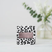 Elegant Modern Chique Leopard Print Roos Goudfolie Vierkante Visitekaartje (Staand voorkant)