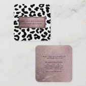 Elegant Modern Chique Leopard Print Roos Goudfolie Vierkante Visitekaartje (Voorkant / Achterkant)