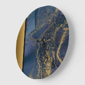 Elegant Modern Chique Marine Blauw Goud Marmeren P Grote Klok (Hoek)