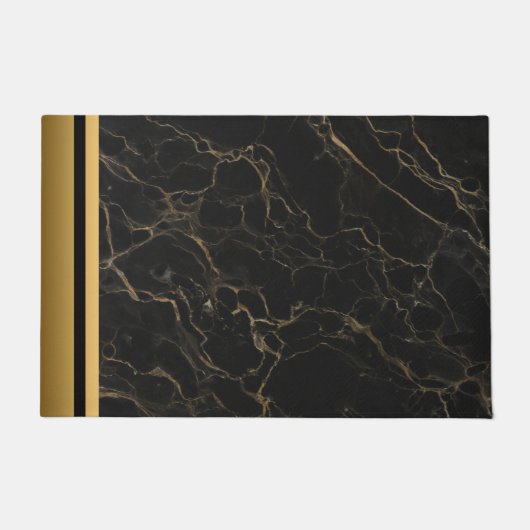Elegant Modern Chique zwart en goud marmeren patro Deurmat (Voorkant)