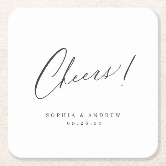 Elegant modern-chouwers script minimalistische bru kartonnen onderzetters (Voorkant)