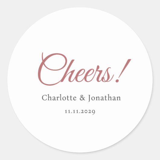 Elegant modern-chouwers script minimalistische bru ronde sticker (Voorkant)