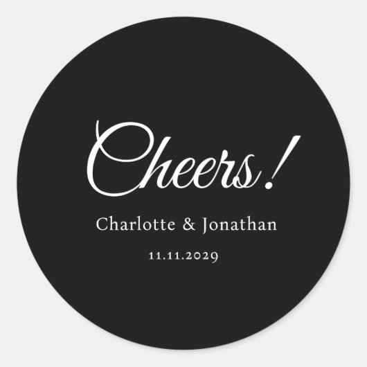 Elegant modern-chouwers script minimalistische bru ronde sticker (Voorkant)