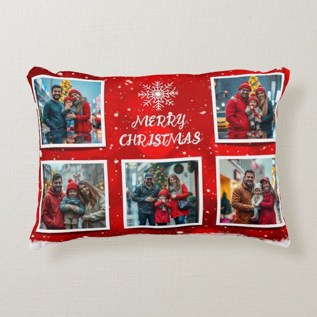 Elegant Modern Christmas Family Photo Design Accent Kussen (Voorkant)