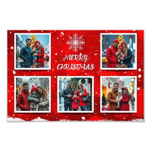 Elegant Modern Christmas Family Photo Design Foto Afdruk (Voorkant)