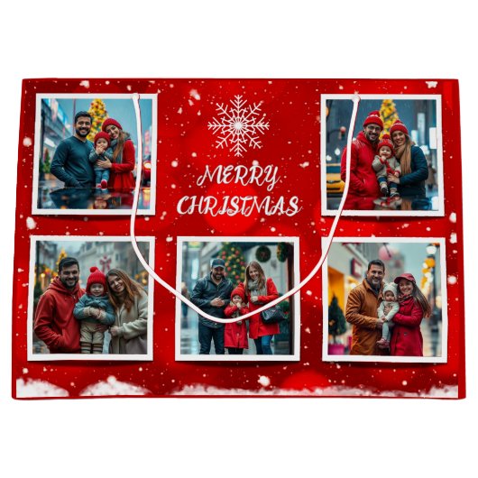 Elegant Modern Christmas Family Photo Design Groot Cadeauzakje (Voorkant)