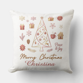 Elegant Modern Christmas Gold & Red Minimal Design Kussen