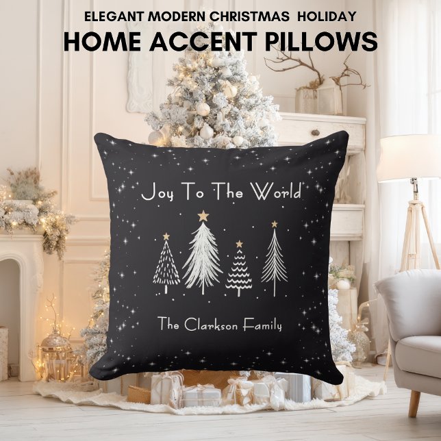 Elegant Modern Christmas Stars with Family Name  Kussen (Elegant Modern Christmas Stars with Family Name Throw Pillow)
