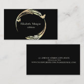 Elegant Modern Circle,Gold Butterfly Black Visitekaartje (Voorkant / Achterkant)