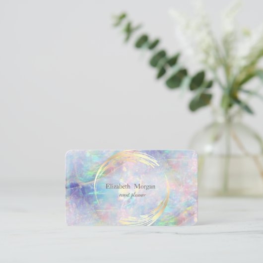 Elegant modern Circle Violet, goud, optisch Visitekaartje (Staand voorkant)